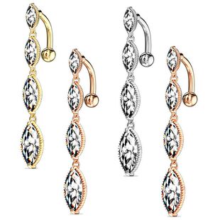 Cross-border European and American sexy navel ring jewelry wholesale body piercing stainless steel rod navel nail navel buckle inverted zircon