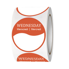 English weekday label sticker 25mm hotel Western snack time management catering food packaging round seal sticker