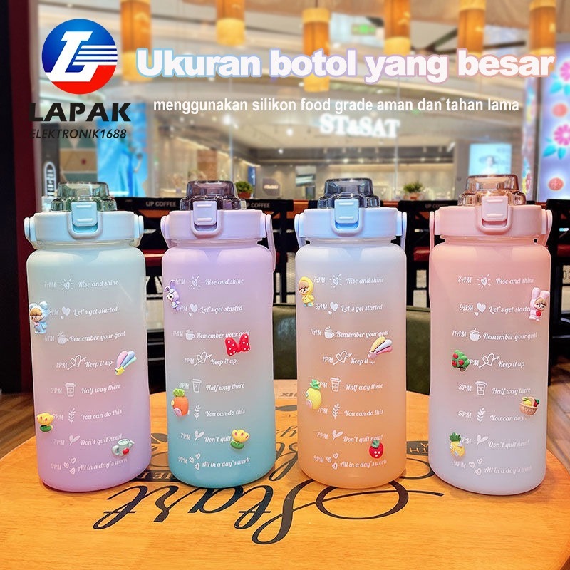 DIY Large Capacity Handheld Plastic Cup Fitness Sports Straw Cup with Graduations Portable Outdoor Water Bottle Dual Colors