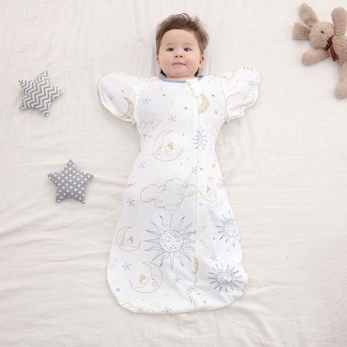 Autumn and Winter Baby Sleeping Bag Swaddling Blanket Newborn Baby Swaddling Bag Baby Surrender Style Multipurpose Kick-Proof Blanket Set of 2 Sleeve