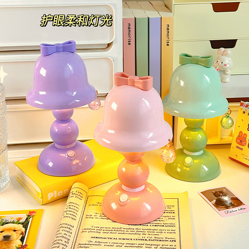 Creative Simple Bow Nightlight Cream Glue DIY Decorative Gift Ornaments Atmosphere Table Lamp Button Battery