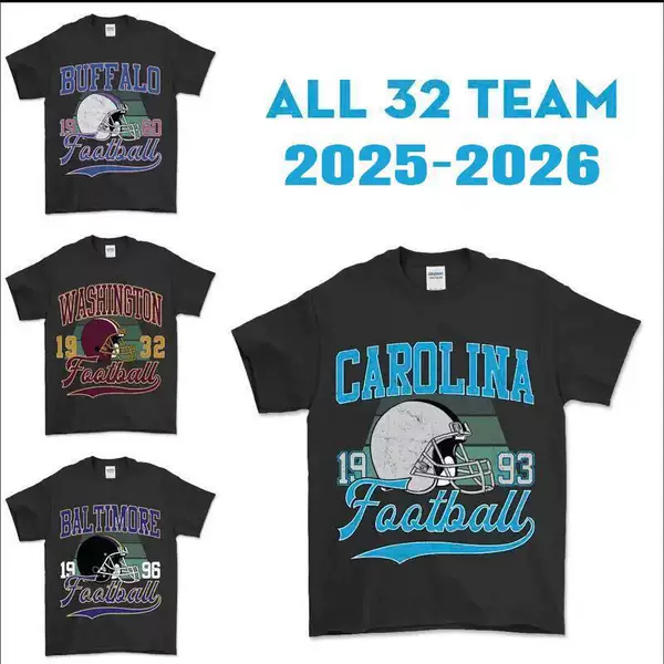 European Size Cross-Border Cotton All 32 Teams Vintage Football T-Shirt - Black Edit