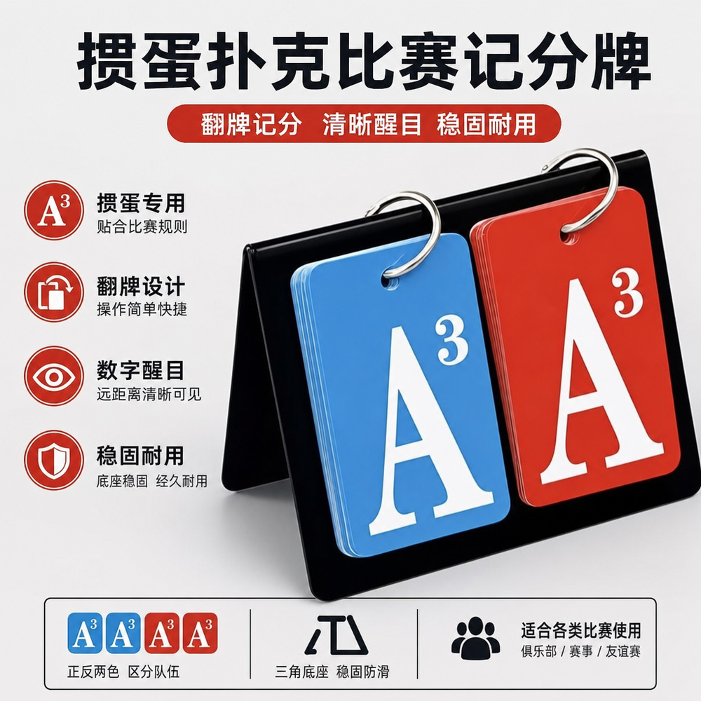 Customized two-color flip-page scoring display board for Guandan poker competition, professional referee scoring board