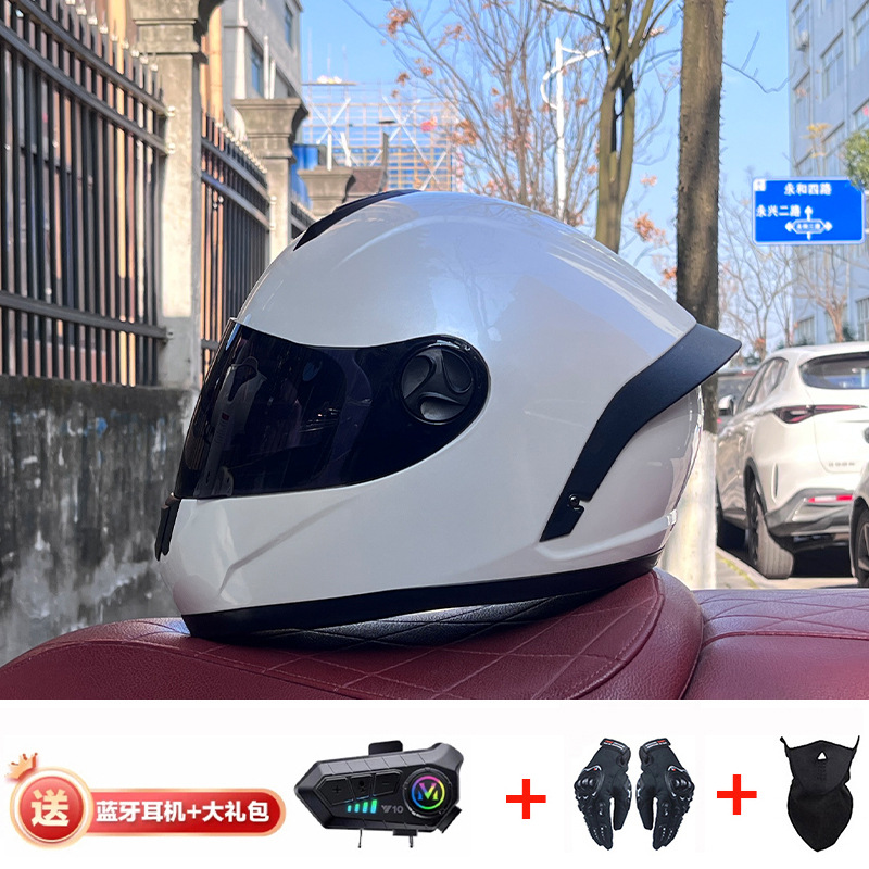 Bluetooth cross-border casco de motocicleta casco completo hombres y mujeres invierno cálido seguridad Four Seasons Knight coche eléctrico casco completo