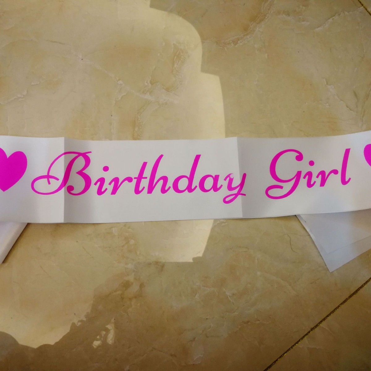 Nuevo estilo transfronterizo fiesta de cumpleaños niña decoración etiqueta correa de hombro de encaje rosa birthday giril