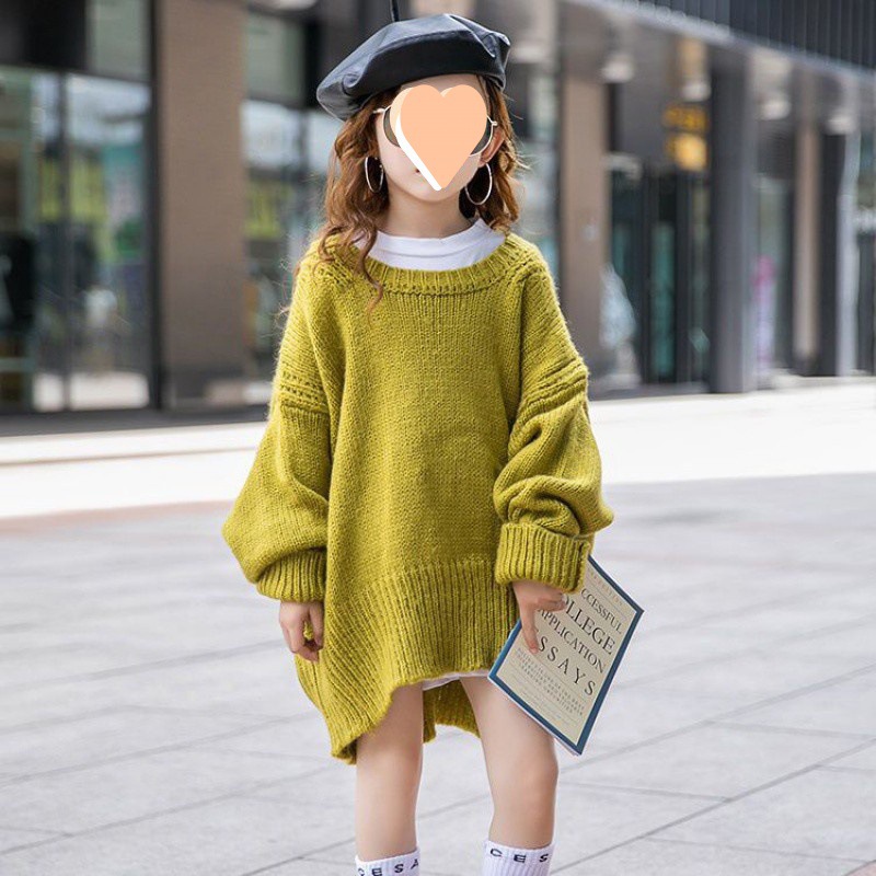 纯色女童毛衣秋装套头上衣2023新款韩版洋气儿童宽松针织衫中大童