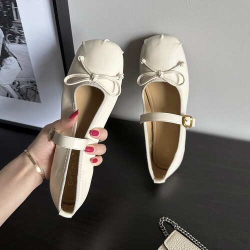 Flatform Evening Shoes with Gentle Mary Jane Style, Women's Shoes – 2024 New Arrival, Summer Collection, French-Style Silver Ballet Flats