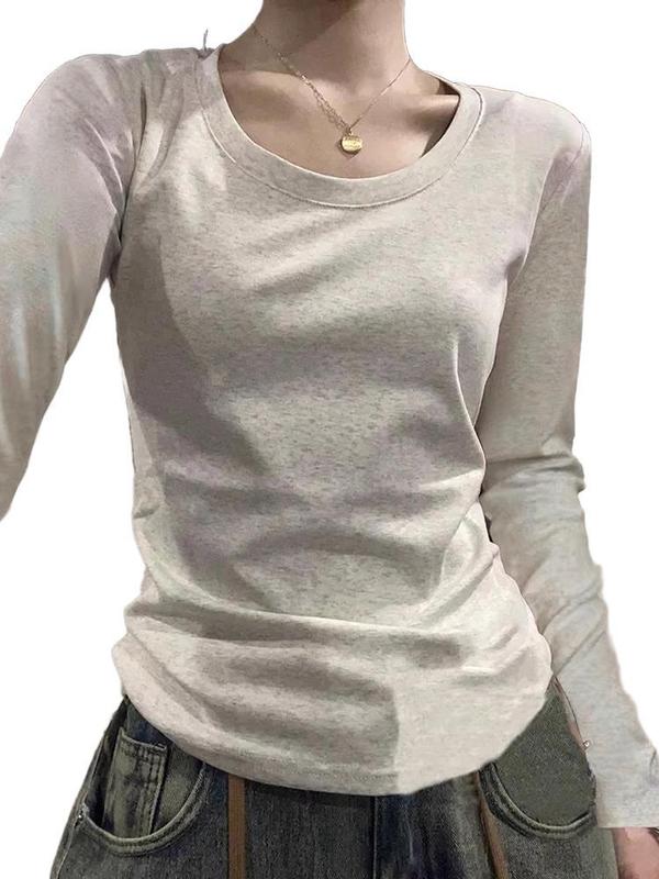 美式秋季长袖t恤女上衣2025新款内搭紧身修身正肩秋冬显瘦打底衫|undefined