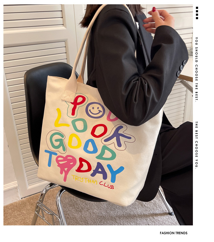 Women's Large Canvas Letter Streetwear Zipper Canvas Bag display picture 1