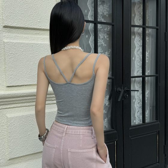 6685 New Style Beautiful Back Camisole Women's Chest Pad Spice Girl Summer Outer Wear Base Sports Slim Fit Inner Tube Top