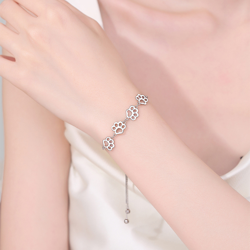 Bracciale con charm a zampa di gatto per donna regolabile_voghion.com
