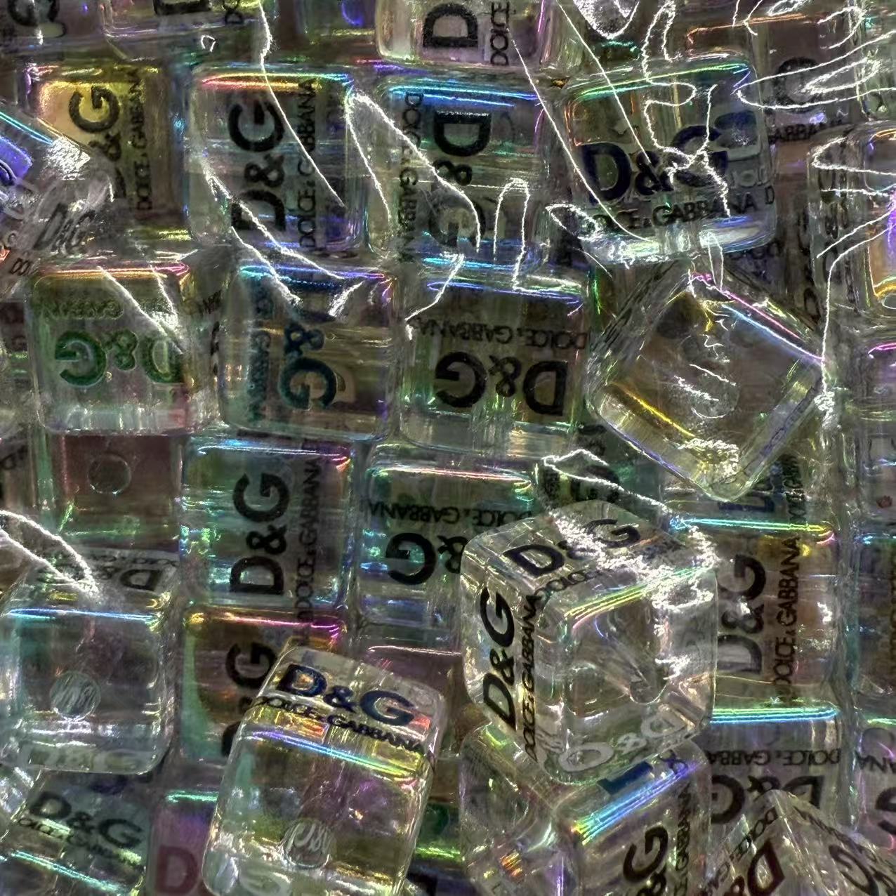 16mm acrílico transparente impresión de cuentas cuadradas de gran nombre agujero recto diy con cuentas cadena de teléfono móvil accesorios de llavero cuentas sueltas image 11