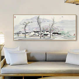 侘寂风卧室挂画中式禅意民宿装饰画床头茶室墙竹子壁画竹影油画