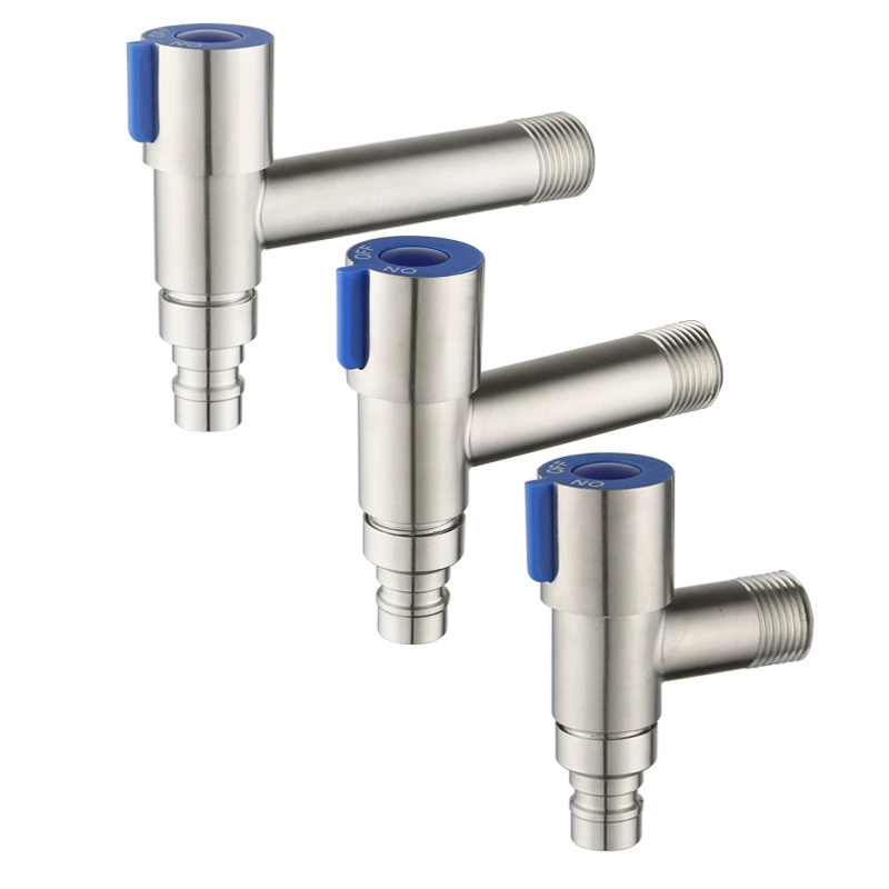 Смеситель из нержавеющей стали 304, Т-образный смеситель для мойки, стиральной машины с удлиненным изливом, быстрым открытием и вращением на 360 градусов.