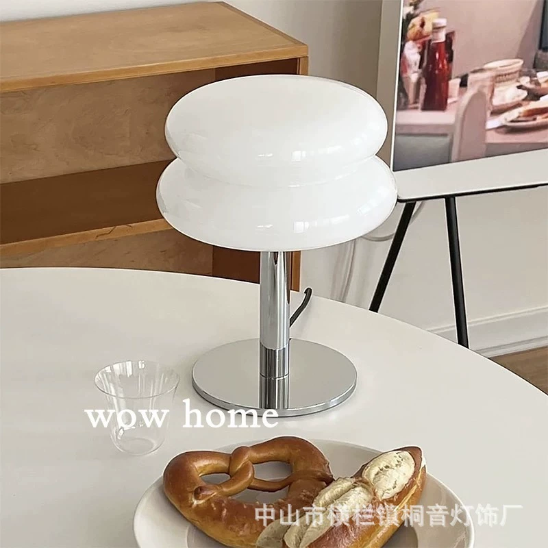 Table Lamp (Baohos) Double-layer “Egg Tart” Shade, 3‑Color LED, Compact Bedside Accent