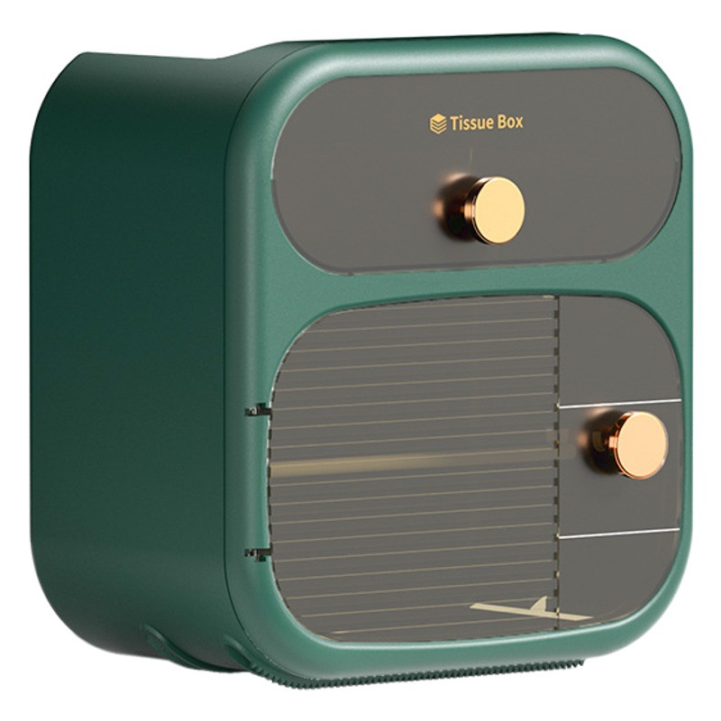 Soporte de papel higiénico caja de papel higiénico impermeable sin punzonado soporte de papel higiénico montado en la pared caja de pañuelos de doble capa