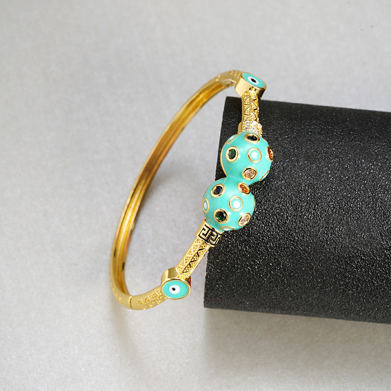 Brazalete de oro de arena antigua transfronteriza, pulsera de galvanoplastia de 18k del ojo del diablo del viento europeo y americano