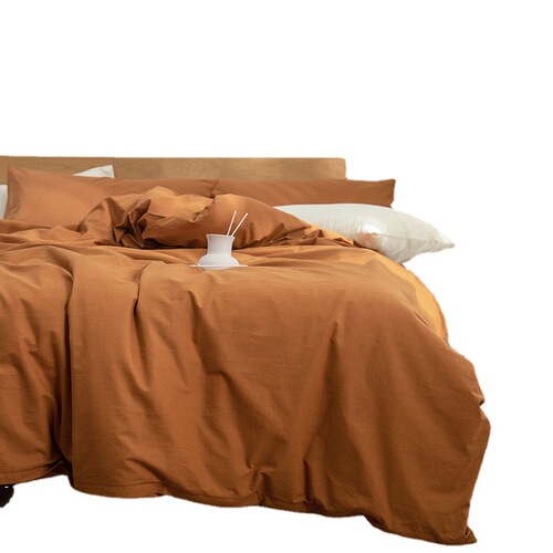 T03 Unbranded Japanese A-Grade Washable Cotton Four-Piece Set Simple Solid Color All-Cotton Comforter Cover Breathable Soft Bedding Set
