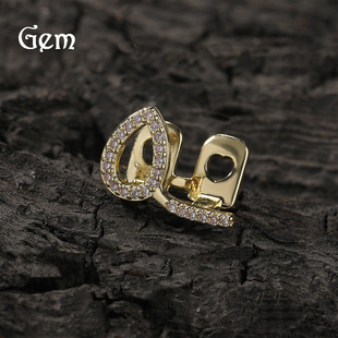European and American Trendy Single Cut Out Diamond Hip-Hop Braces Hiphop Cool Real Gold Electroplating Cross-Border Accessories New Product