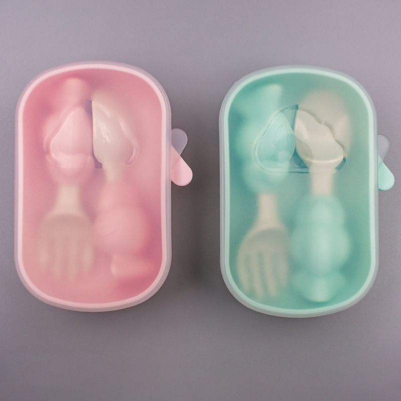 Customizable Cartoon Little Goldfish Infant Products Silicone Spoon Zero Harm Edible Silicone Spoon and Fork Set