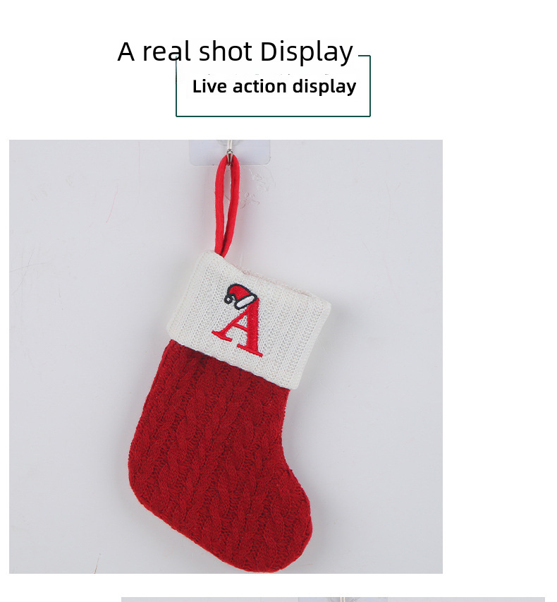 Kannerdagsbedürfnisser dekorativ gestrickte Socken Wollossocken gestickte Kanner-Séissegkeeten-Cadeau-Tütchen Bréif Chrëschtsocken-Cadeau-Tütchen_voghion.com