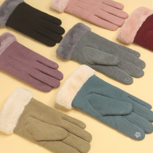 Warm Gloves for Women Winter Down Filling Thickened Korean Version Autumn Outdoor Cycling Touch Screen Riding Gloves Custom 