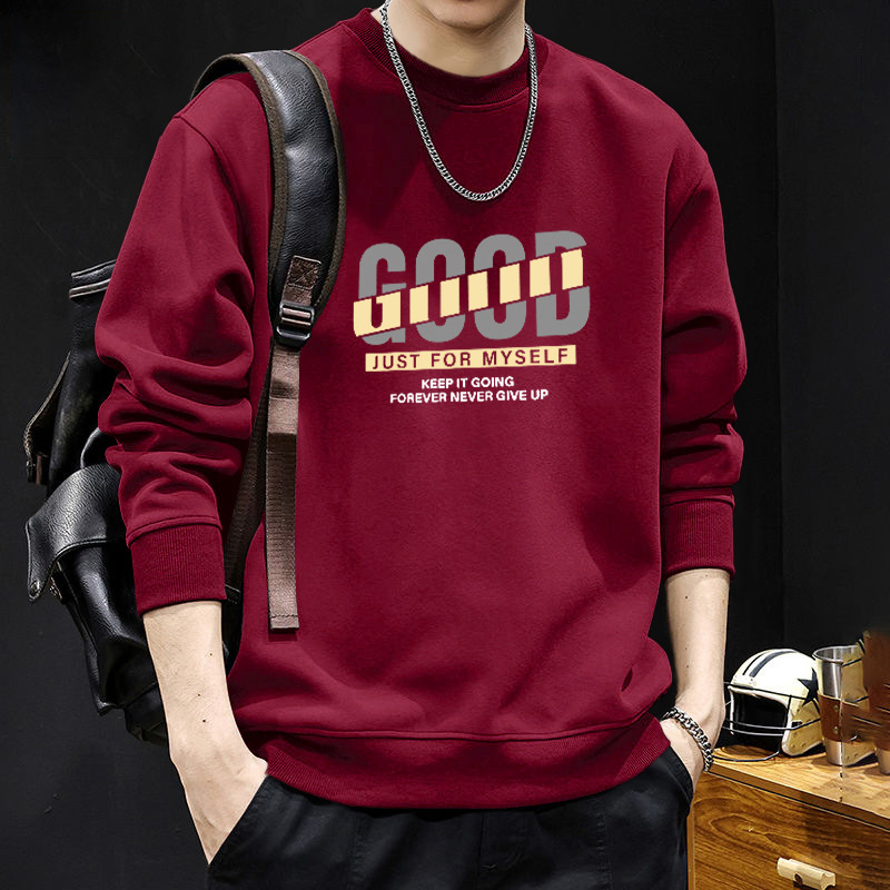 Camiseta de cuello redondo rojo vino - 3127