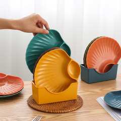 Japanese-style dumpling plate with vinegar dish, household creative shell plate, french fry plate, dipping dish, snack fruit plate, logo print available