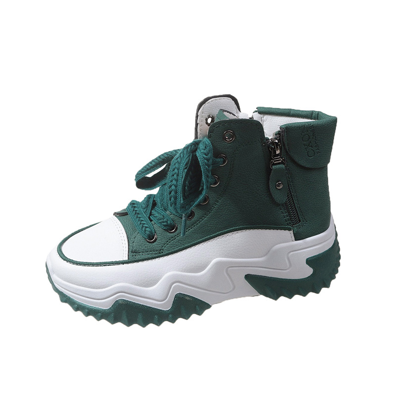 Korean style new dad shoes for women Women Sneakers Thick bottom front lace up sneakers for women Height increasing shoes for women_desvips.com