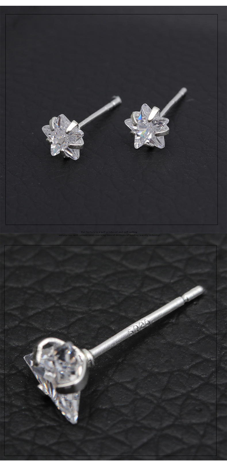 Style Simple Géométrique Argent Sterling Incruster Zircon Boucles D'oreilles 1 Paire display picture 7