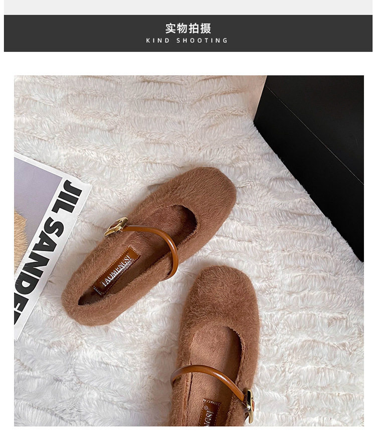Giày Mary Jane nữ kiểu ballet một dây, gót vừa 3–6 cm, mũi tròn, tăng chiều cao, phủ nhung — Màu nâu đậm, Màu trà sữa, Màu trắng sữa chi tiết 25