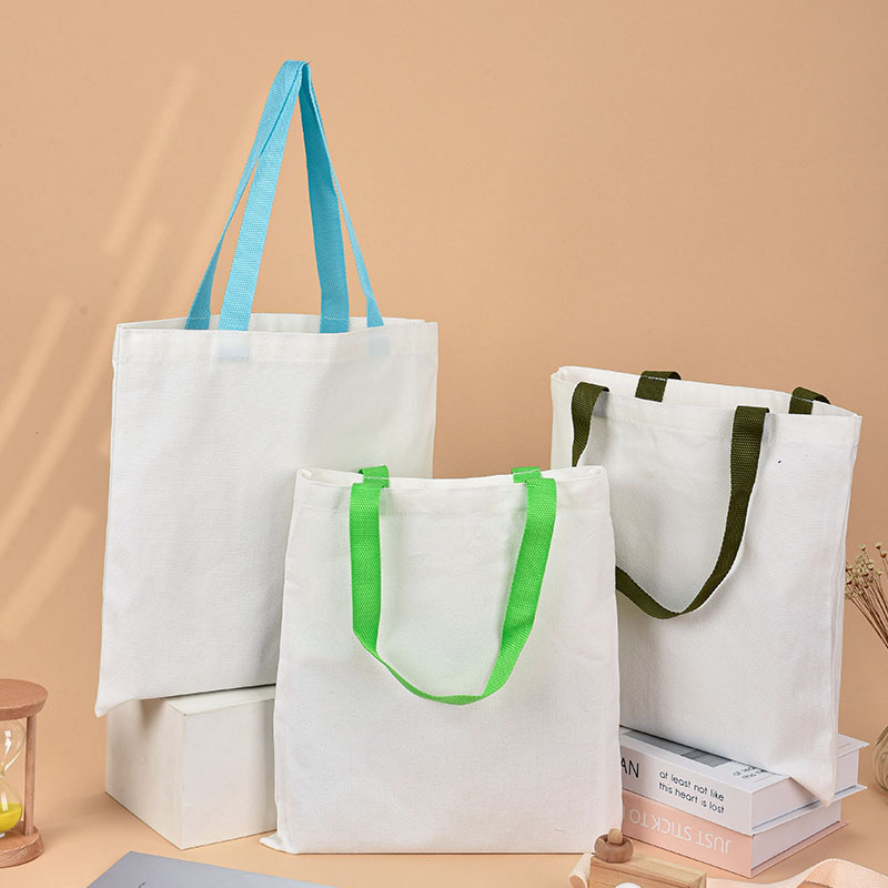 Bolsa de lona bolsa de lona de estudiante portátil de color personalizada bolsa de algodón de compras de un solo hombro personalizada