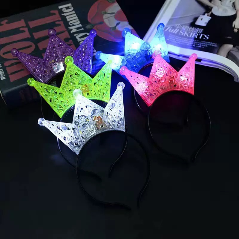 2024 moda hueco corona cabeza hebilla luminosa diadema plástico creativo tocado juguete noche mercado fábrica al por mayor