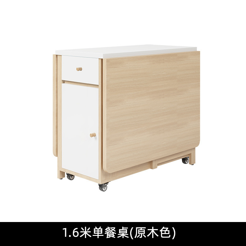 Mesa de comedor de aire de crema plegable y móvil simple para casa pequeña combinación de mesa multifuncional de mesa de comedor