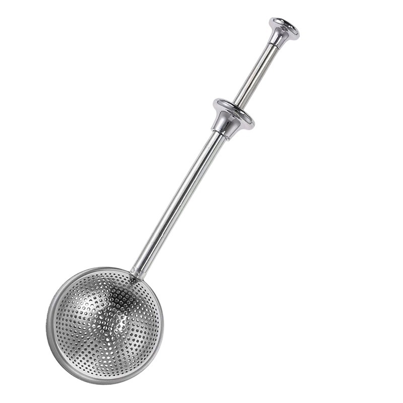 304 colador de té de acero inoxidable bola redonda Tipo de empuje telescópico semi-colador de té