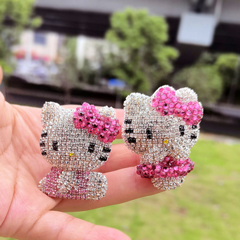 Car Creative Diamond-Encrusted Cute Kt Cat Cartoon Animal Headband Mobile Phone Case Dyi Material Accessories Decorative Supplies for Women