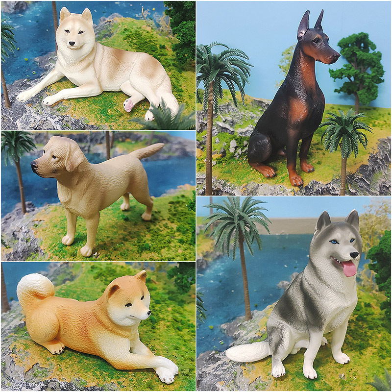 Simulación transfronteriza Labrador Shiba Inu Doberman Husky modelo cognitivo para niños mascota perro decoración de escritorio