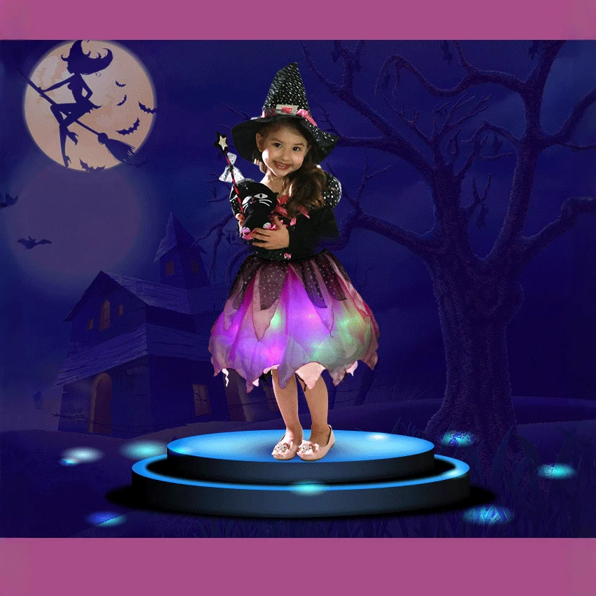 Детский костюм на Хэллоуин, одежда для выступлений с легким косплеем, маскарадный костюм, костюм Белоснежки