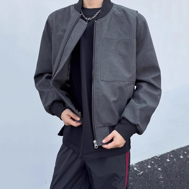 New loose fitting lapel sports jacket for men in autumn and winter, paired with a pilot jacket and short baseball jacket_voghion.com