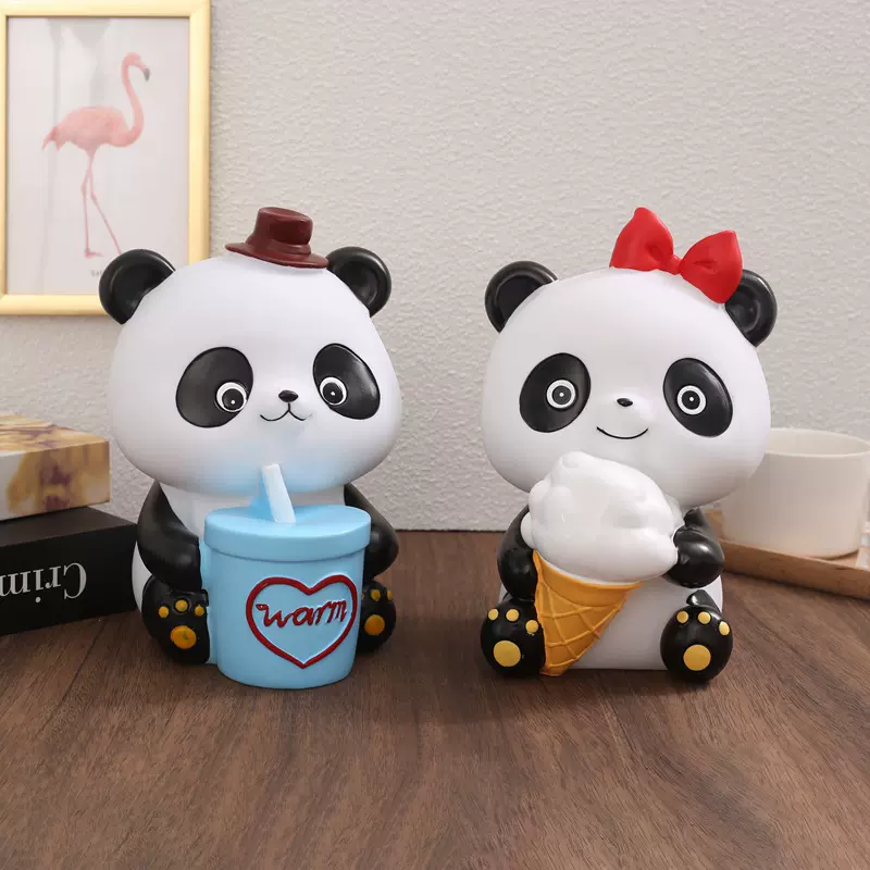 新款熊猫存钱罐大号可存可取卡通可爱卡通桌面玩偶手办儿童男女孩