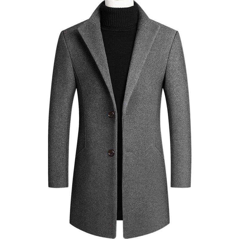 Abrigo de Lana para Hombre Otoño-Invierno 2025, Gabardina de Longitud Media con Acolchado de Algodón y Prenda Exterior Gruesa para Hombre, Gabardina de Lana para Hombre