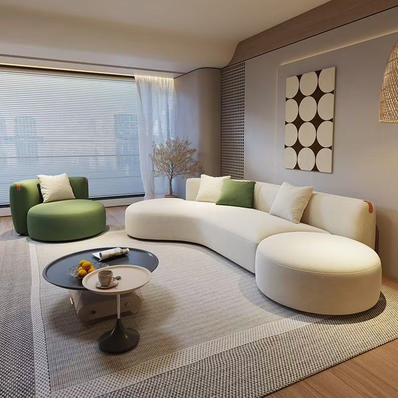 Cream Modern Minimalist Sofa Living Room Special-Shaped Small Apartment Light Luxury Beauty Salon Curved Sofa B&B Furniture Complete Set
