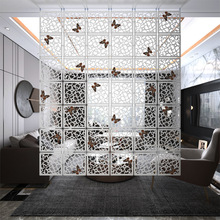 现代简约挂式方形屏风软玄关隔断时尚餐客厅卧室挂帘雕花镂空墙贴