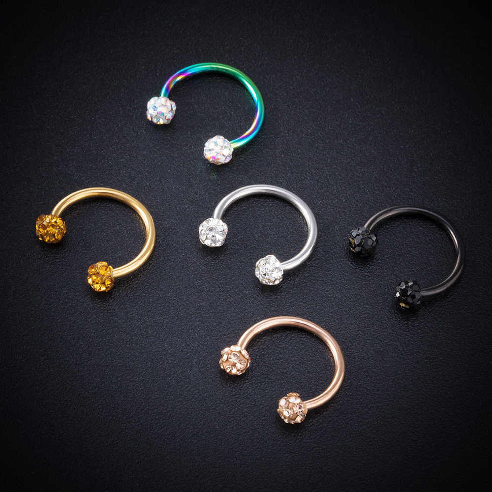 1 Piece Nose Rings & Studs Fashion C Shape Ball Horse Stainless Steel Vacuum Plating display picture 4