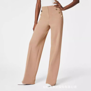 ��ɫ�~���b����e���ѝ Button Wide Leg Pant