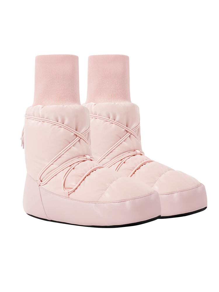 Zapatos de baile, ejercicios para adultos, otoño e invierno, a prueba de frío, botas calientes de alto estado más terciopelo, zapatos de baile de rendimiento engrosados, zapatos de ballet