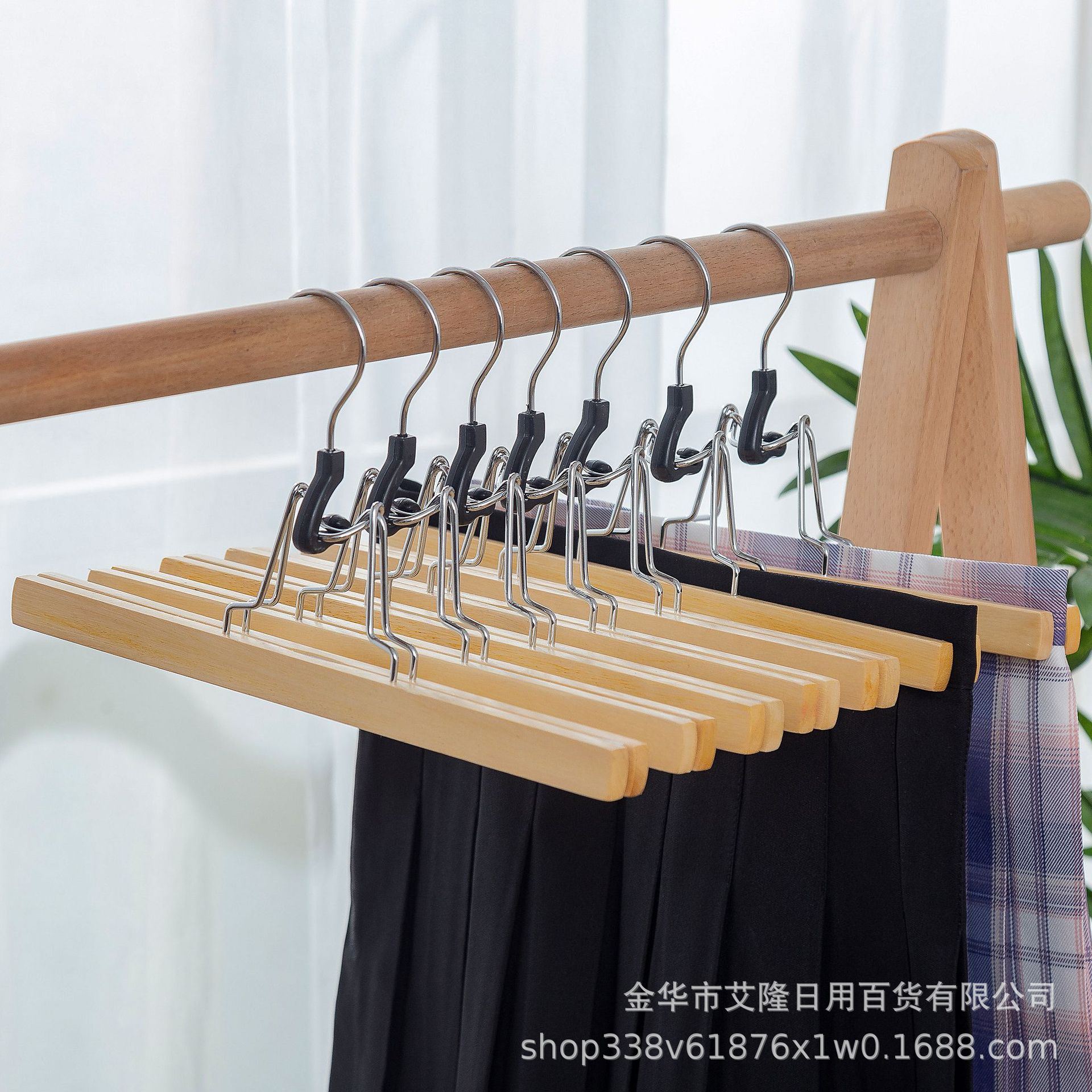 Clip de falda de madera maciza clip de falda de madera tienda de ropa pantalones sin costura rack pantalones de madera clip ropa falda Hanfu percha al por mayor