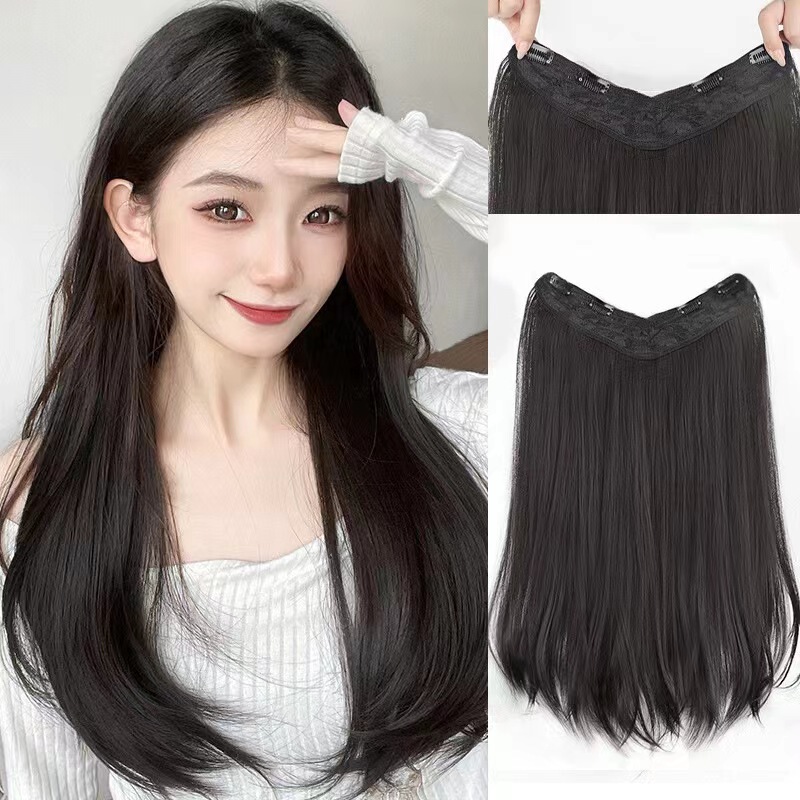 Micro-roll wig piece one-piece wig female long hair increase volume Peng Song Xia u-shaped hair piece seamless hair self-connected