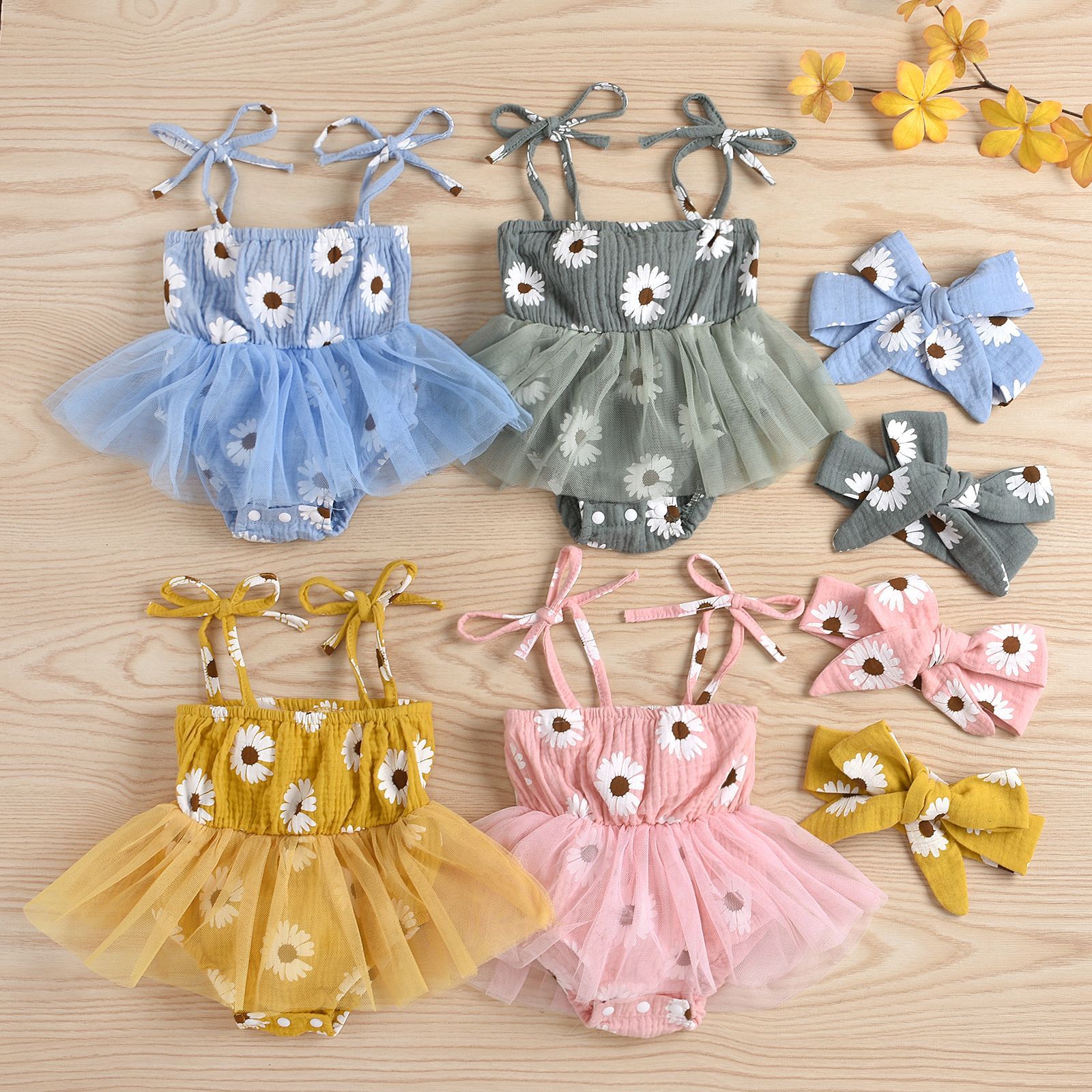 116g Weight Sleeveless Sleeve Length Fashion Flower Cotton Baby Rompers
