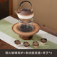 Charcoal inflammation stove + stoneware striped kettle 800ml + 4 cups